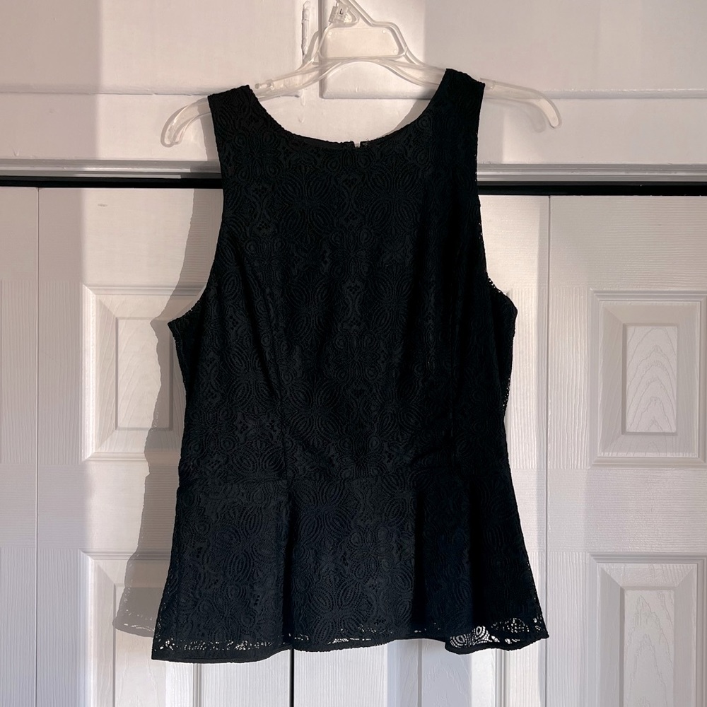 White House Black Market black lace peplum tank top